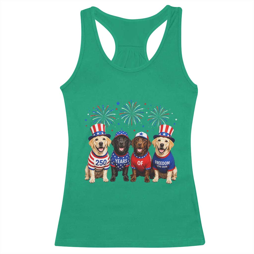 Labrador Retriever Americas 250th Anniversary Racerback Tank Top 4th July US 250 Years Of Freedom Dog Lovers 1776 2026