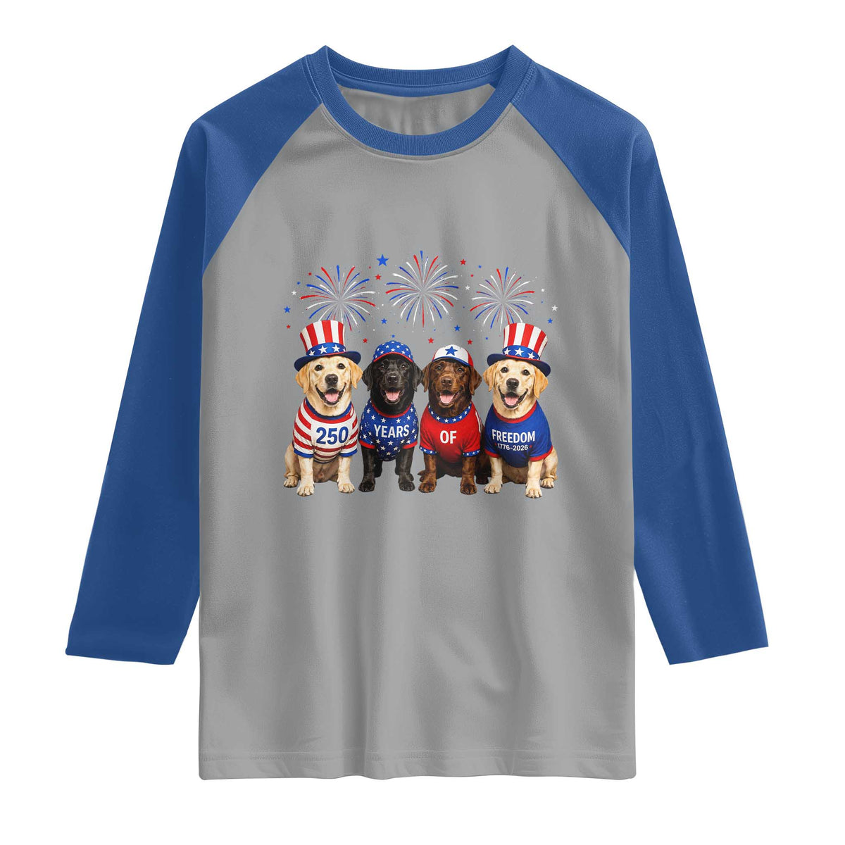 Labrador Retriever Americas 250th Anniversary Raglan Shirt 4th July US 250 Years Of Freedom Dog Lovers 1776 2026