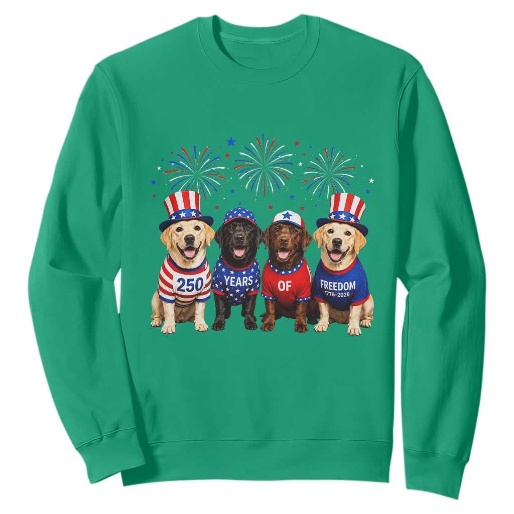 Labrador Retriever Americas 250th Anniversary Sweatshirt 4th July US 250 Years Of Freedom Dog Lovers 1776 2026