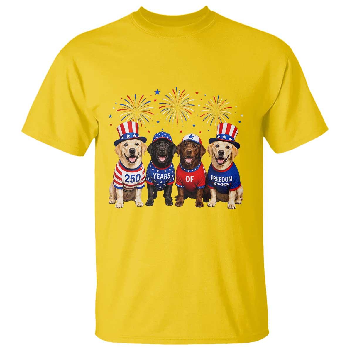 Labrador Retriever Americas 250th Anniversary T Shirt 4th July US 250 Years Of Freedom Dog Lovers 1776 2026