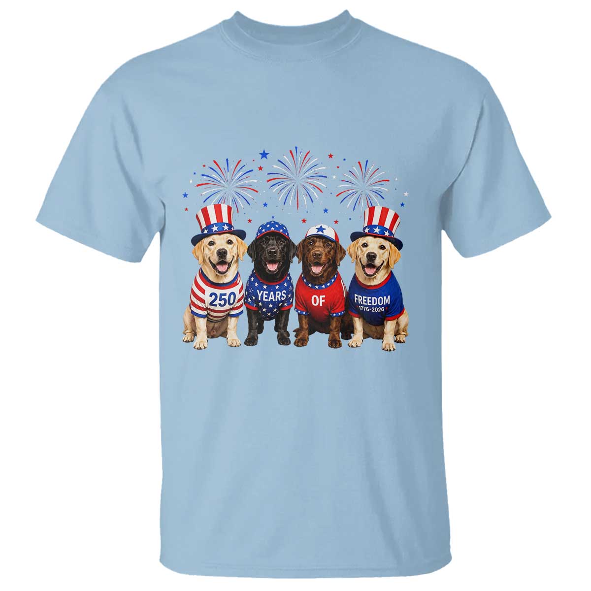 Labrador Retriever Americas 250th Anniversary T Shirt 4th July US 250 Years Of Freedom Dog Lovers 1776 2026