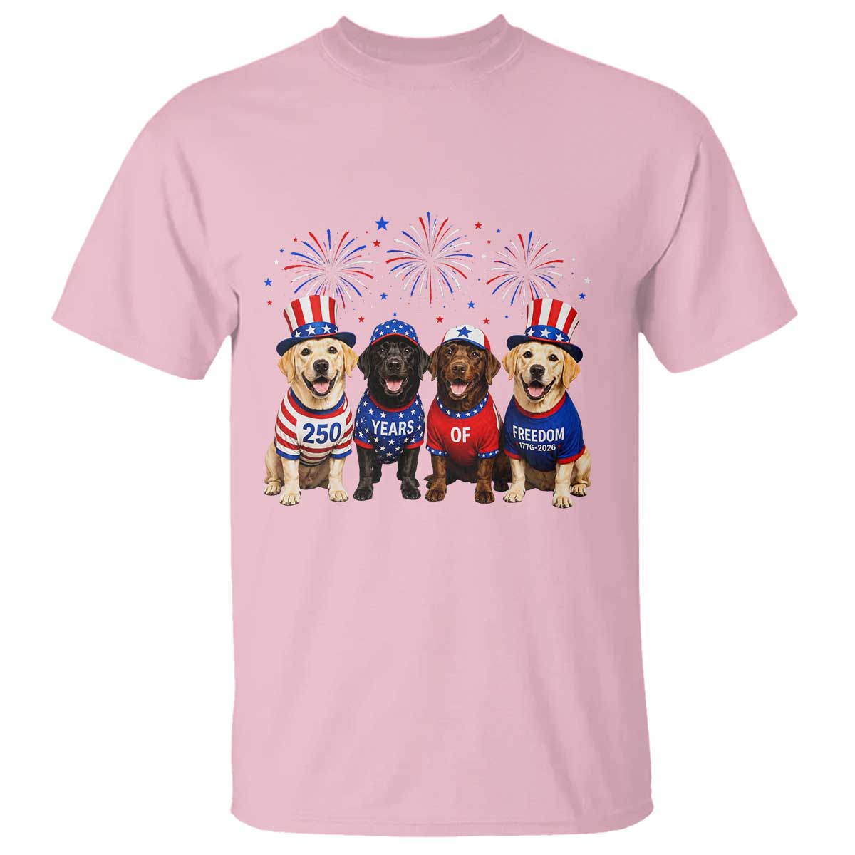 Labrador Retriever Americas 250th Anniversary T Shirt 4th July US 250 Years Of Freedom Dog Lovers 1776 2026