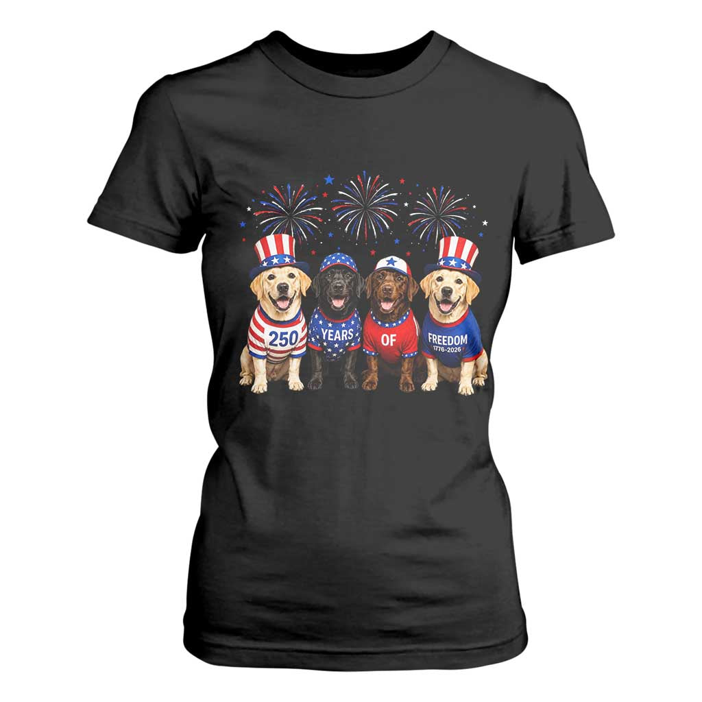 Labrador Retriever Americas 250th Anniversary T Shirt For Women 4th July US 250 Years Of Freedom Dog Lovers 1776 2026