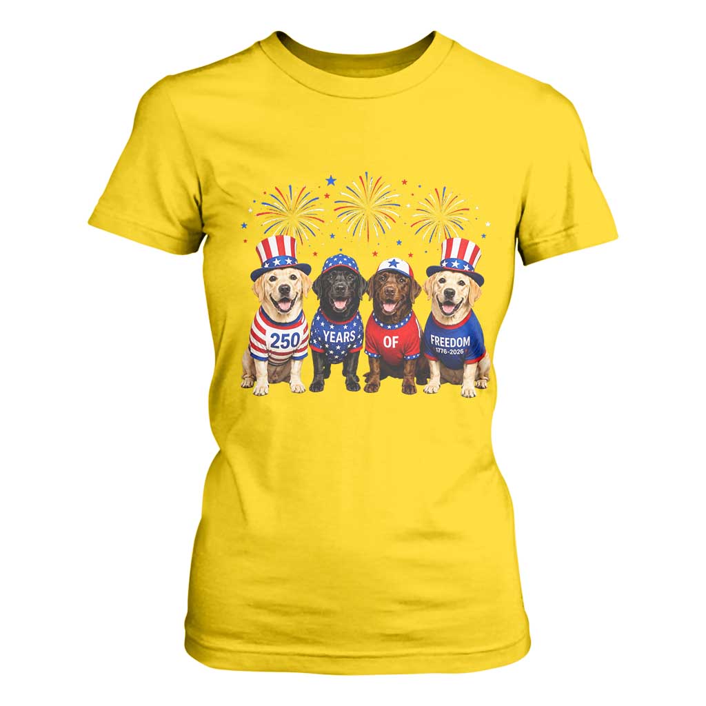 Labrador Retriever Americas 250th Anniversary T Shirt For Women 4th July US 250 Years Of Freedom Dog Lovers 1776 2026