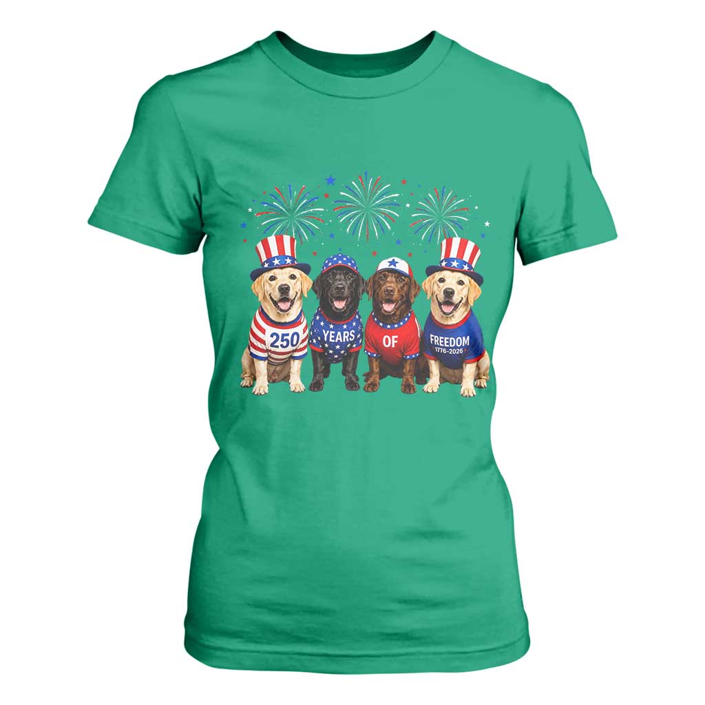 Labrador Retriever Americas 250th Anniversary T Shirt For Women 4th July US 250 Years Of Freedom Dog Lovers 1776 2026