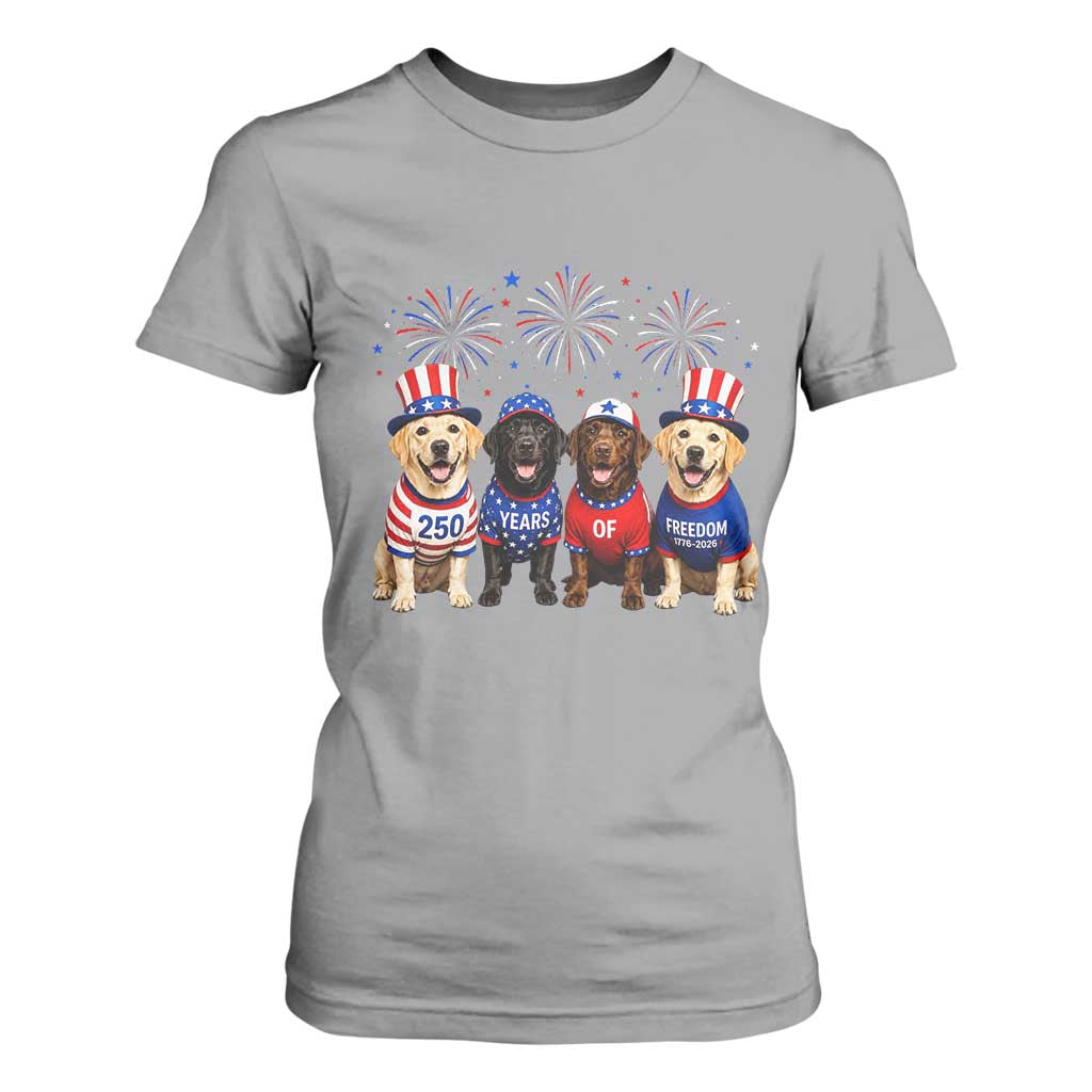 Labrador Retriever Americas 250th Anniversary T Shirt For Women 4th July US 250 Years Of Freedom Dog Lovers 1776 2026