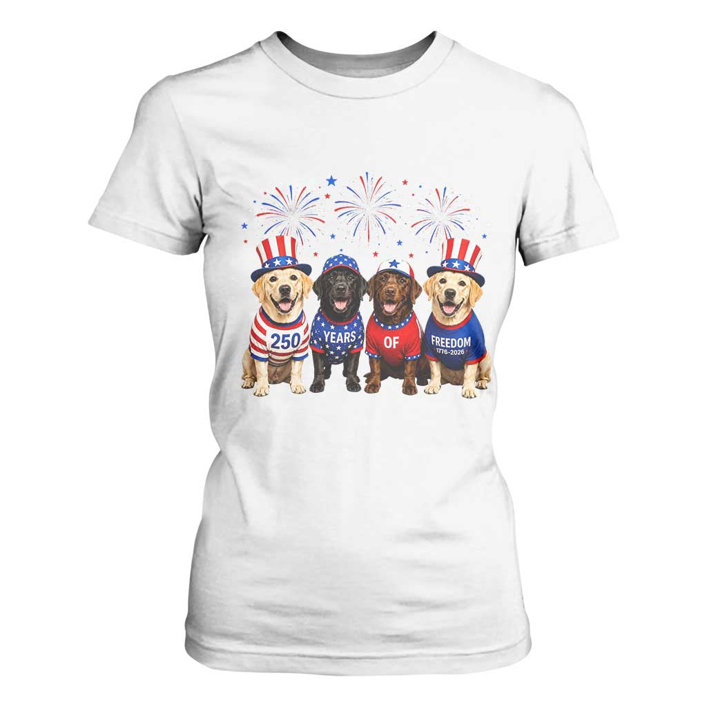 Labrador Retriever Americas 250th Anniversary T Shirt For Women 4th July US 250 Years Of Freedom Dog Lovers 1776 2026