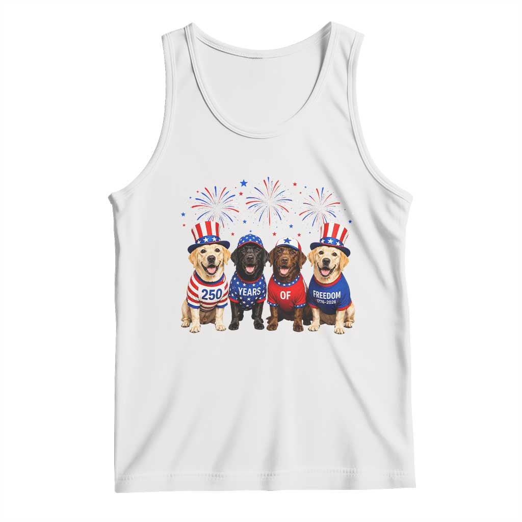 Labrador Retriever Americas 250th Anniversary Tank Top 4th July US 250 Years Of Freedom Dog Lovers 1776 2026 TS10 White Print Your Wear