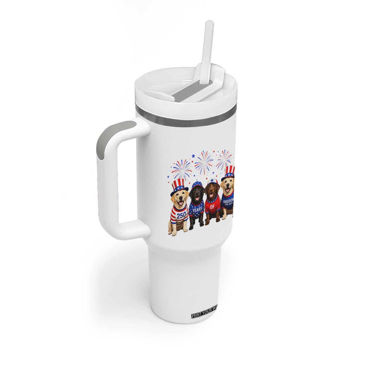 Labrador Retriever Americas 250th Anniversary Tumbler With Handle 4th July US 250 Years Of Freedom Dog Lovers 1776 2026
