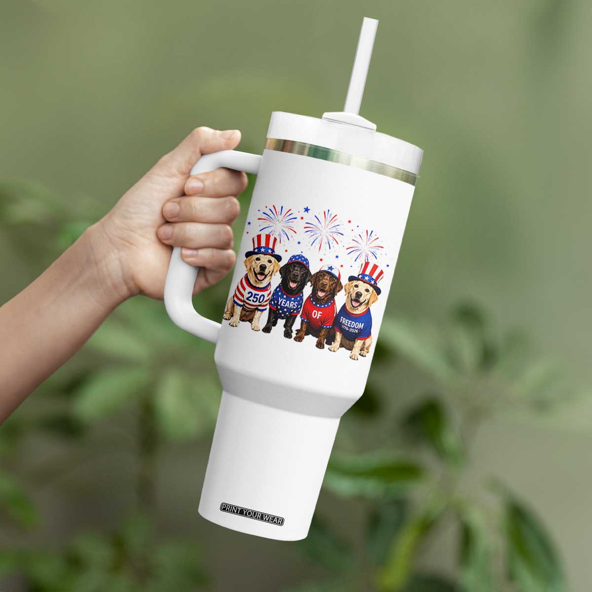 Labrador Retriever Americas 250th Anniversary Tumbler With Handle 4th July US 250 Years Of Freedom Dog Lovers 1776 2026