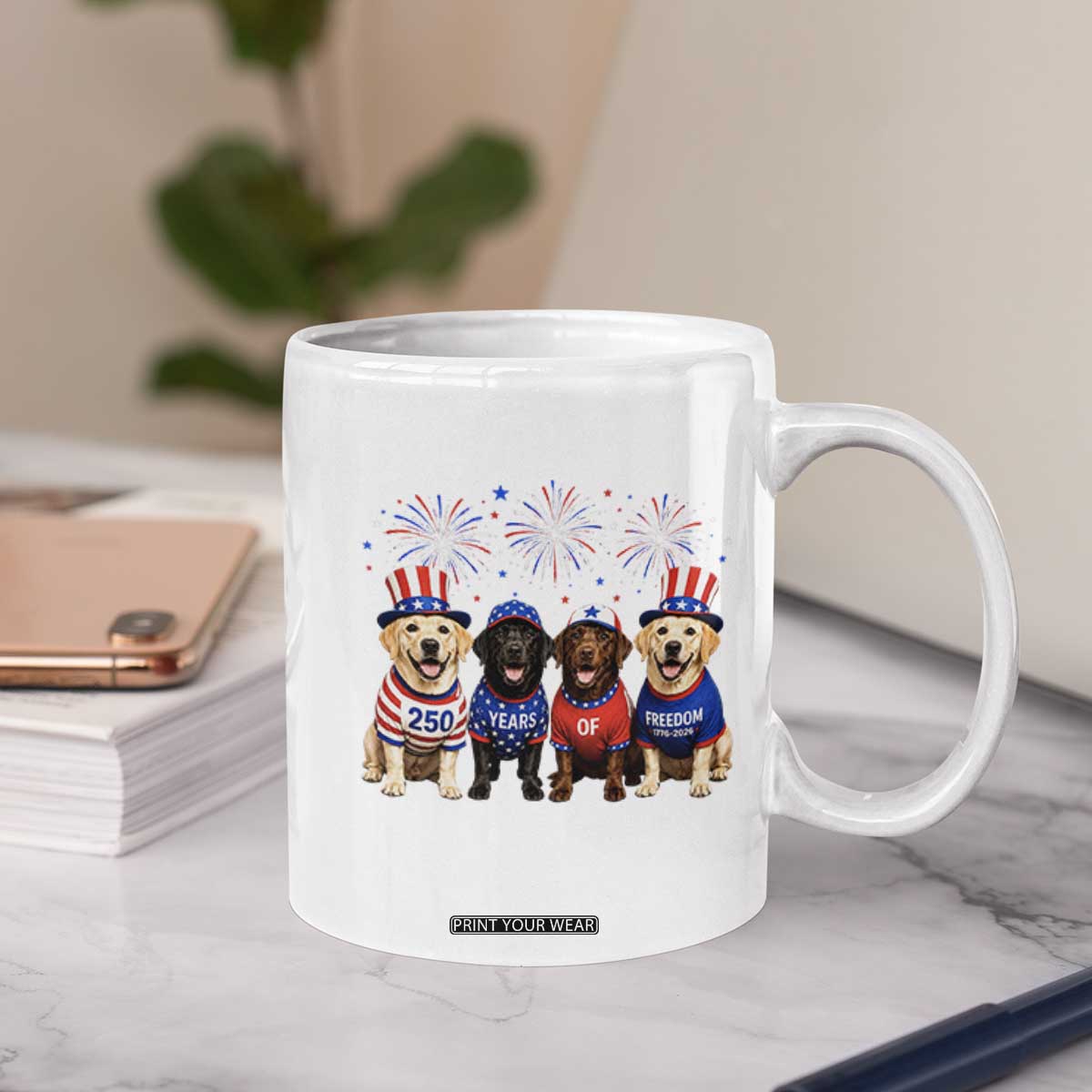 Labrador Retriever Americas 250th Anniversary Coffee Mug 4th July US 250 Years Of Freedom Dog Lovers 1776 2026