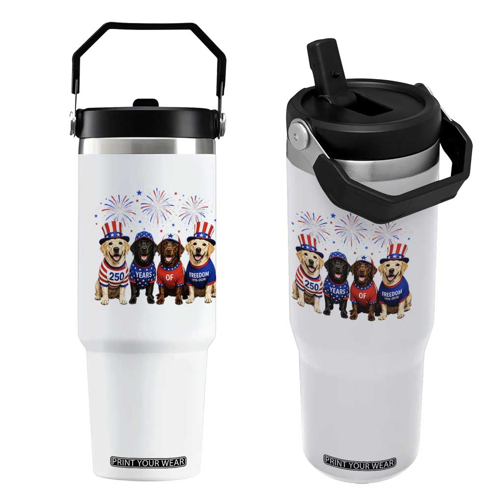 Labrador Retriever Americas 250th Anniversary Flip Straw Tumbler 4th July US 250 Years Of Freedom Dog Lovers 1776 2026
