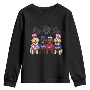 Labrador Retriever Americas 250th Anniversary Youth Sweatshirt 4th July US 250 Years Of Freedom Dog Lovers 1776 2026