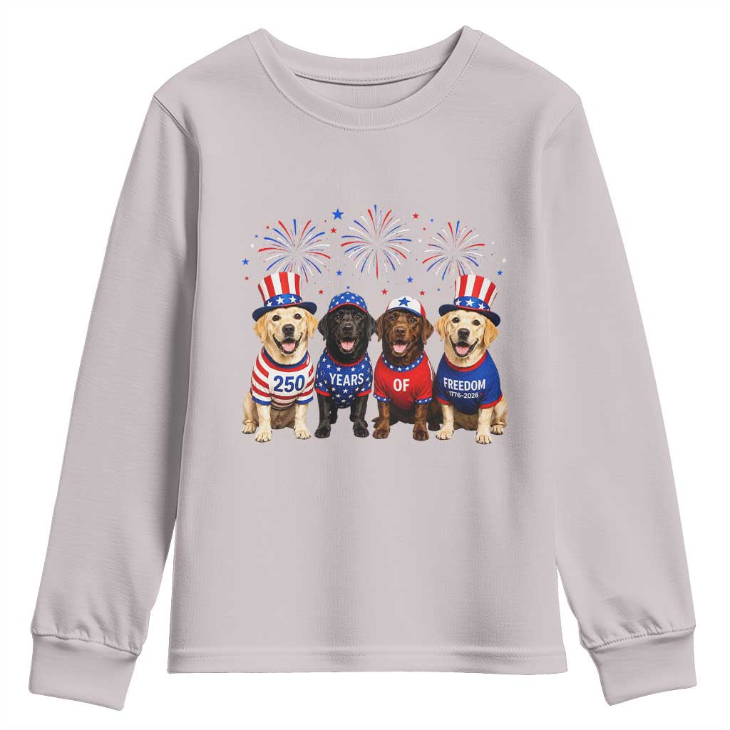 Labrador Retriever Americas 250th Anniversary Youth Sweatshirt 4th July US 250 Years Of Freedom Dog Lovers 1776 2026