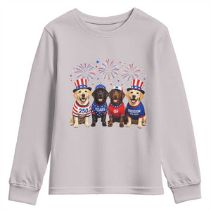 Labrador Retriever Americas 250th Anniversary Youth Sweatshirt 4th July US 250 Years Of Freedom Dog Lovers 1776 2026