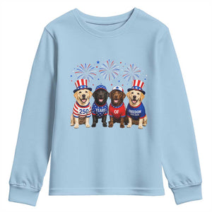 Labrador Retriever Americas 250th Anniversary Youth Sweatshirt 4th July US 250 Years Of Freedom Dog Lovers 1776 2026