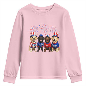 Labrador Retriever Americas 250th Anniversary Youth Sweatshirt 4th July US 250 Years Of Freedom Dog Lovers 1776 2026