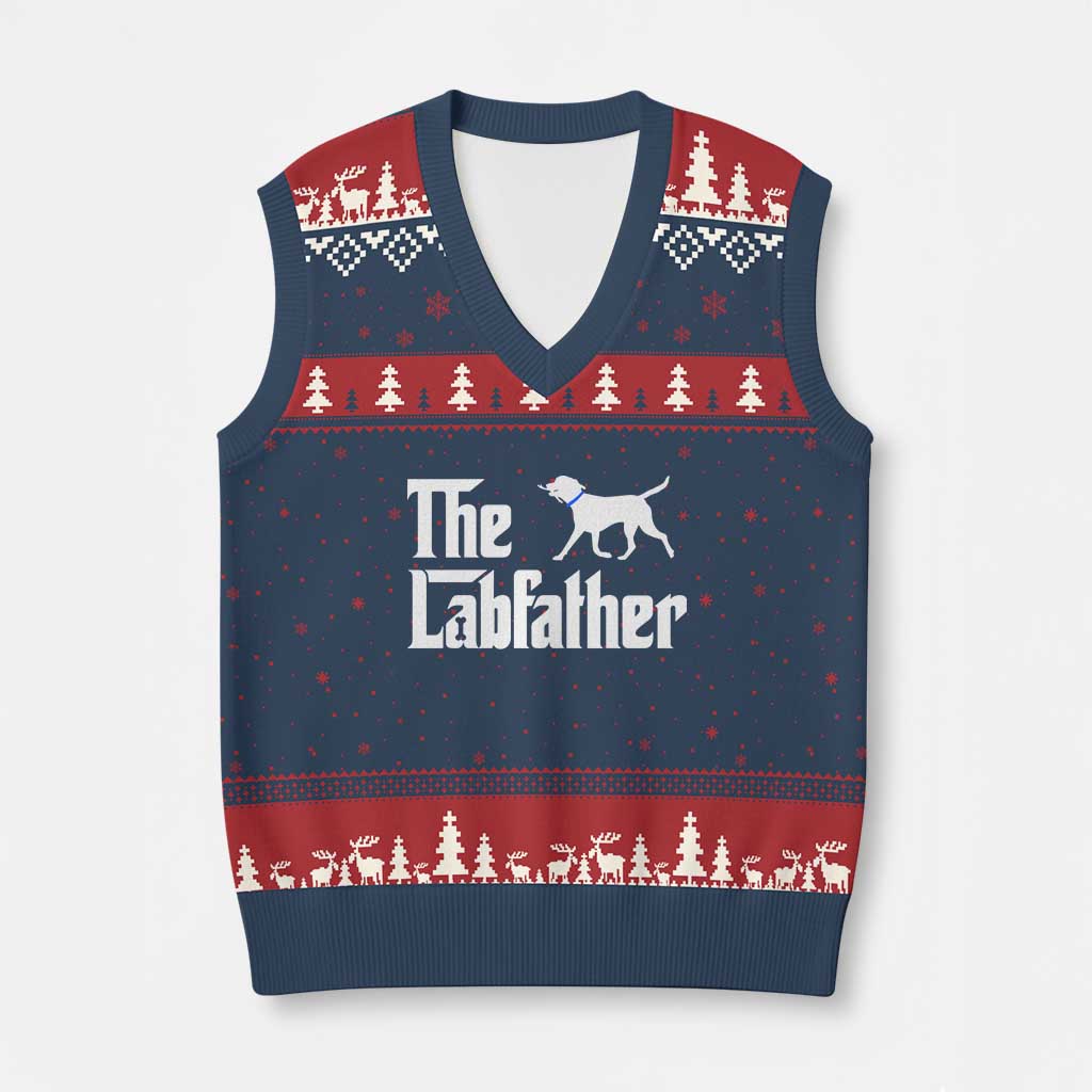 Funny Labrador Dad V-Neck Knit Sweater Vest The Lab Father Fathers Day Gifts For Dog Lovers Dad