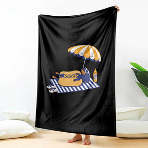 Funny Sausage Dog Throw Blanket Retro Summer Hot Dog Graphic Dachshund Dog Lover Gift