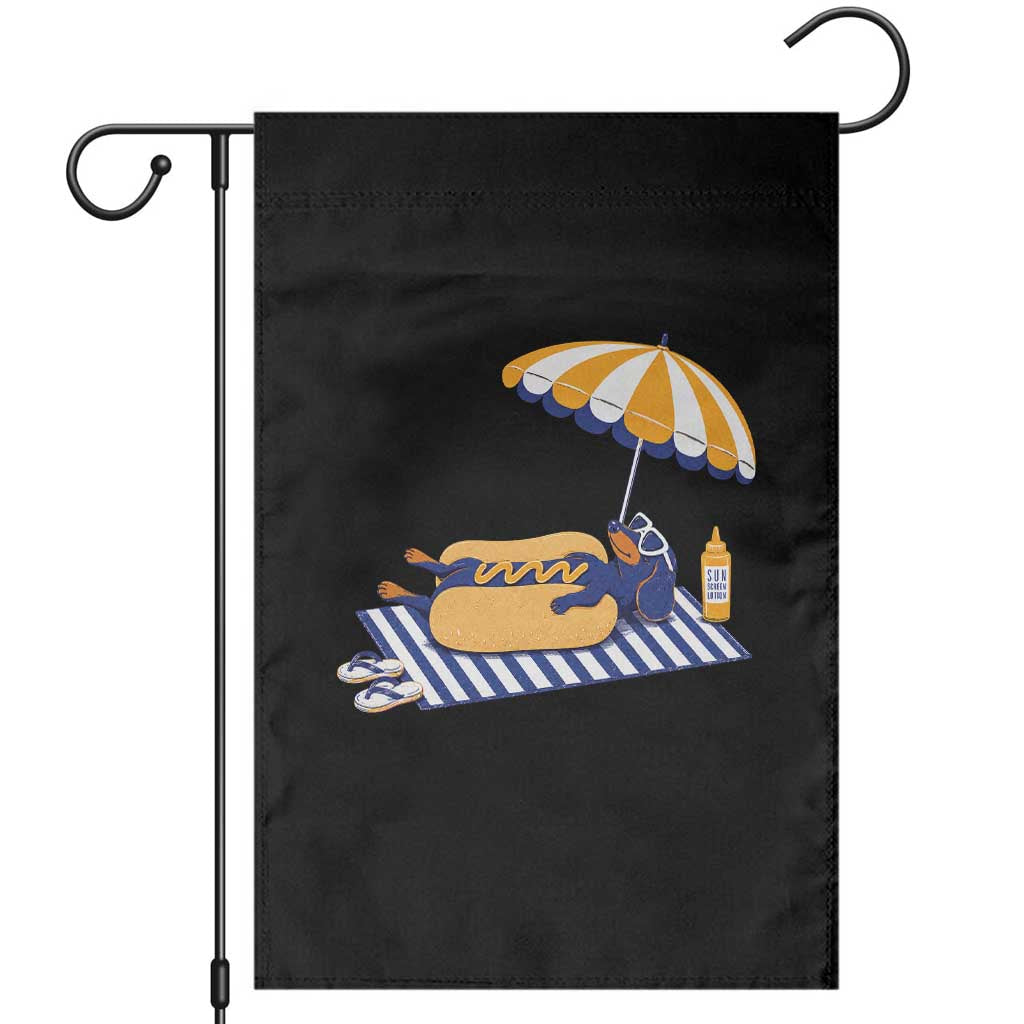 Funny Sausage Dog Garden Flag Retro Summer Hot Dog Graphic Dachshund Dog Lover Gift TS10 Black Print Your Wear