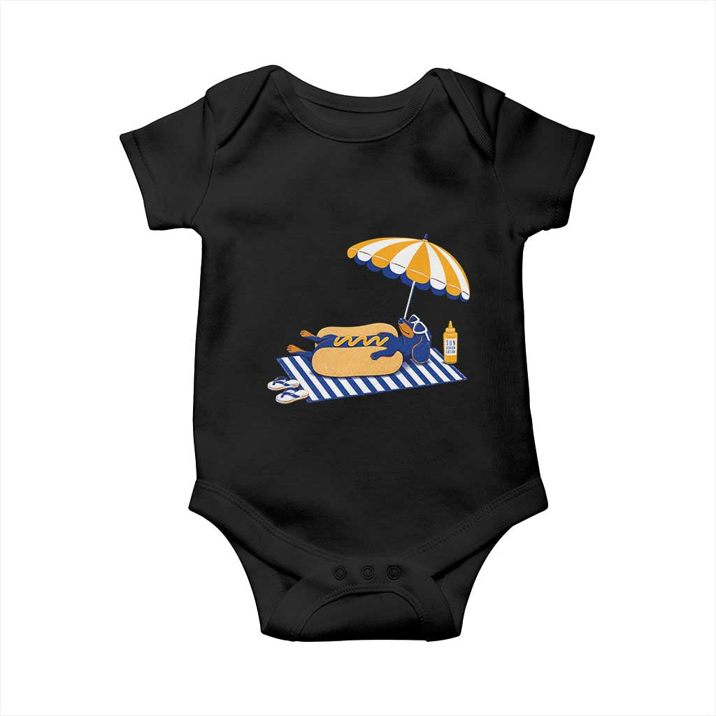 Funny Sausage Dog Baby Onesie Retro Summer Hot Dog Graphic Dachshund Dog Lover Gift