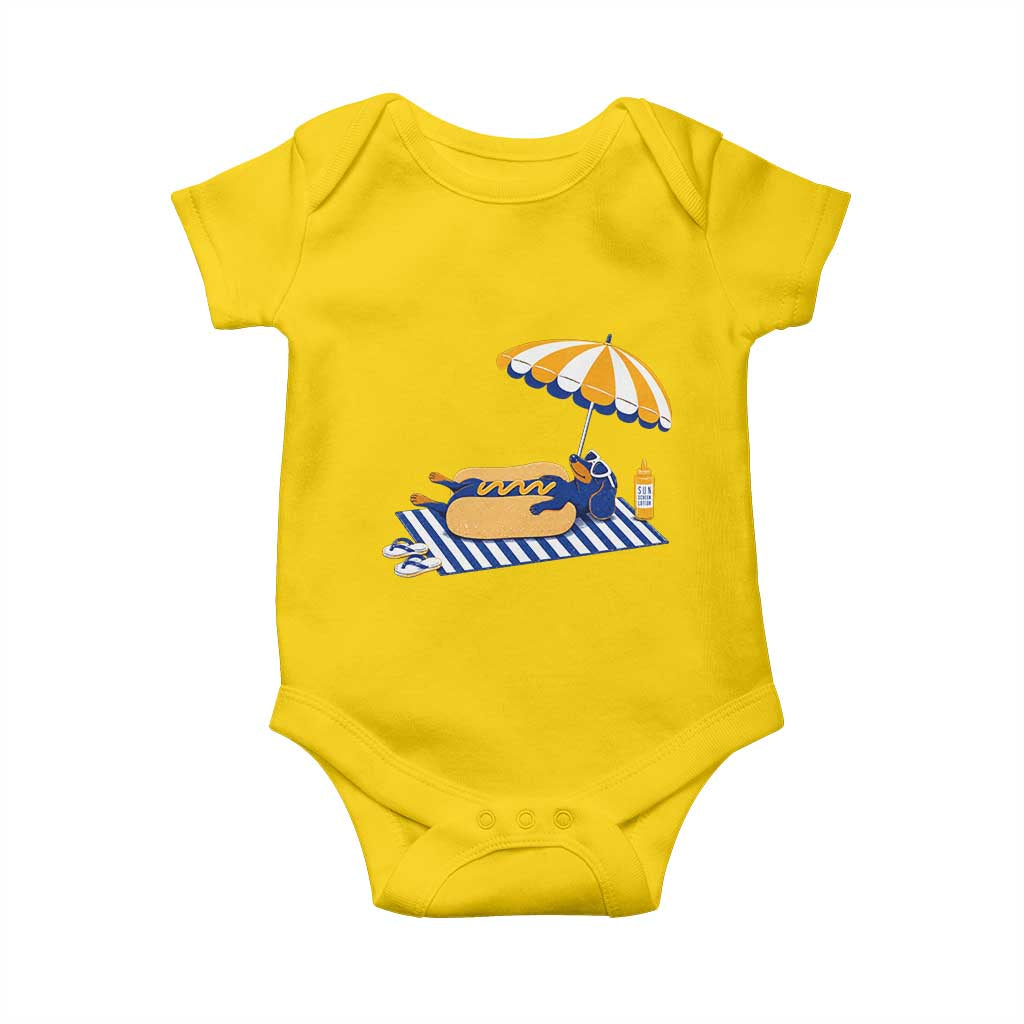 Funny Sausage Dog Baby Onesie Retro Summer Hot Dog Graphic Dachshund Dog Lover Gift