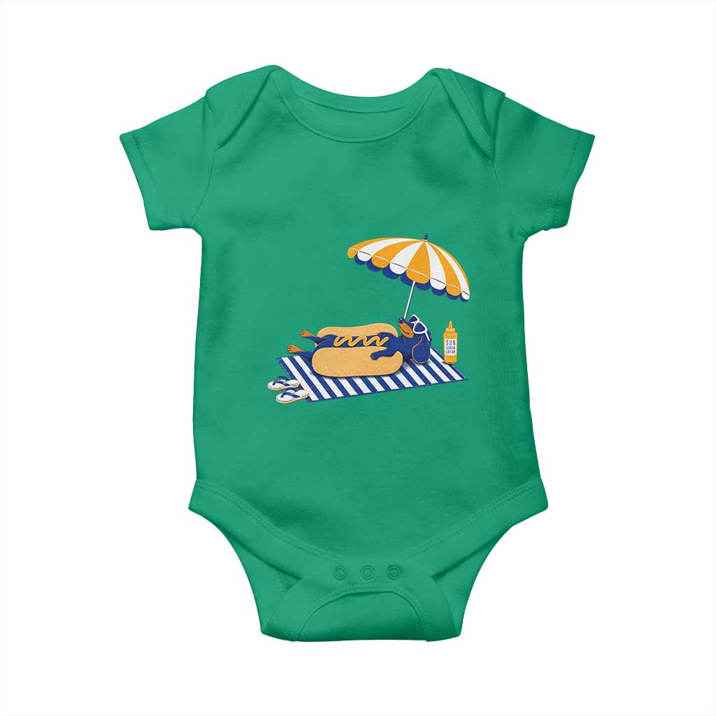 Funny Sausage Dog Baby Onesie Retro Summer Hot Dog Graphic Dachshund Dog Lover Gift
