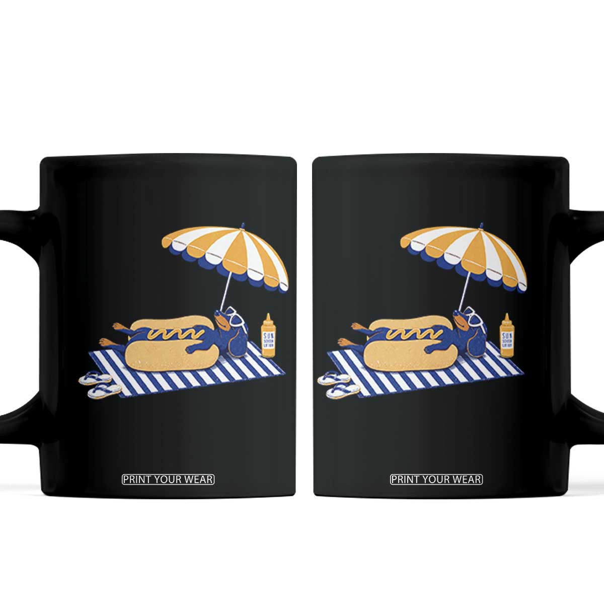 Funny Sausage Dog Coffee Mug Retro Summer Hot Dog Graphic Dachshund Dog Lover Gift