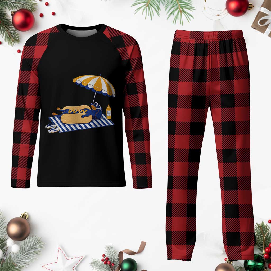 Funny Sausage Dog Plaid Pajama Set Retro Summer Hot Dog Graphic Dachshund Dog Lover Gift TS10 Buffalo Plaid Print Your Wear