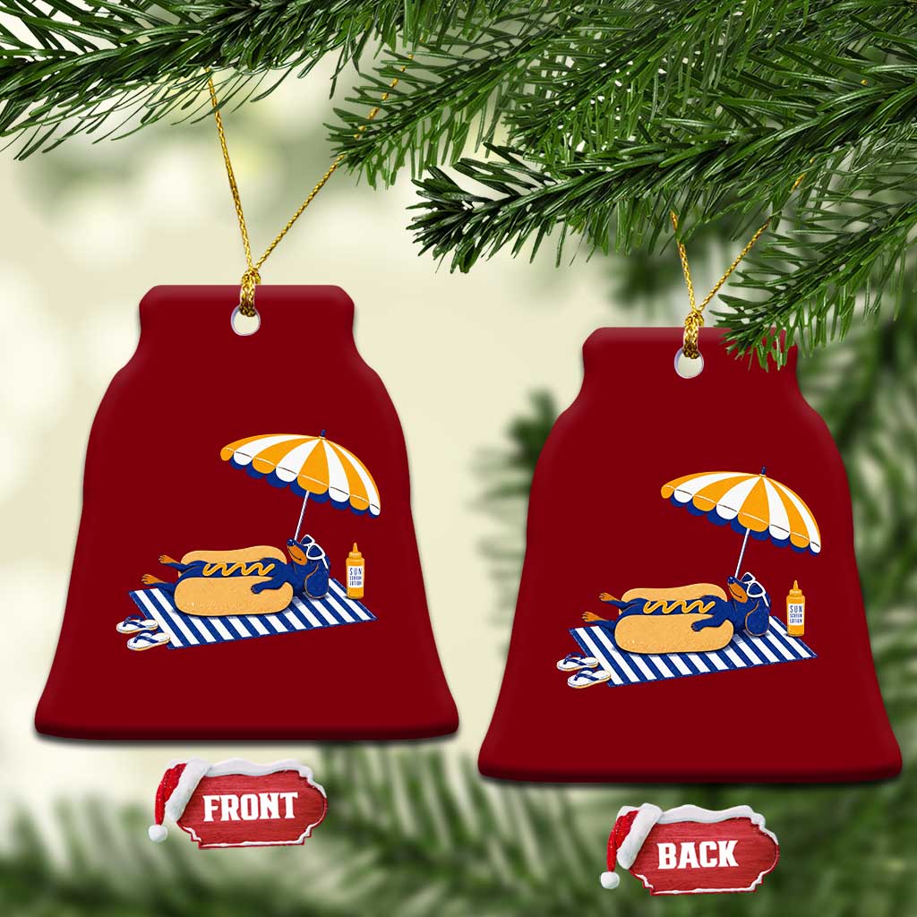 Funny Sausage Dog Ceramic Ornament Retro Summer Hot Dog Graphic Dachshund Dog Lover Gift