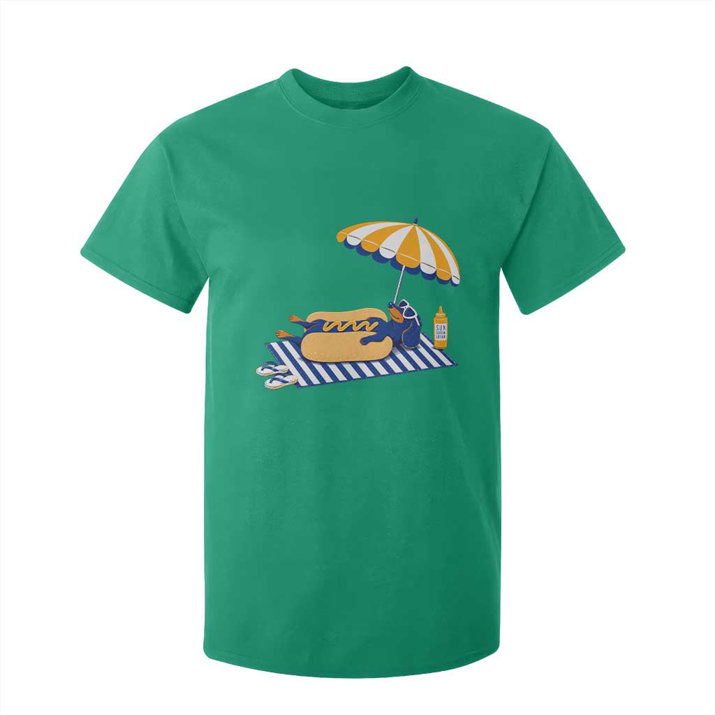 Funny Sausage Dog T Shirt For Kid Retro Summer Hot Dog Graphic Dachshund Dog Lover Gift