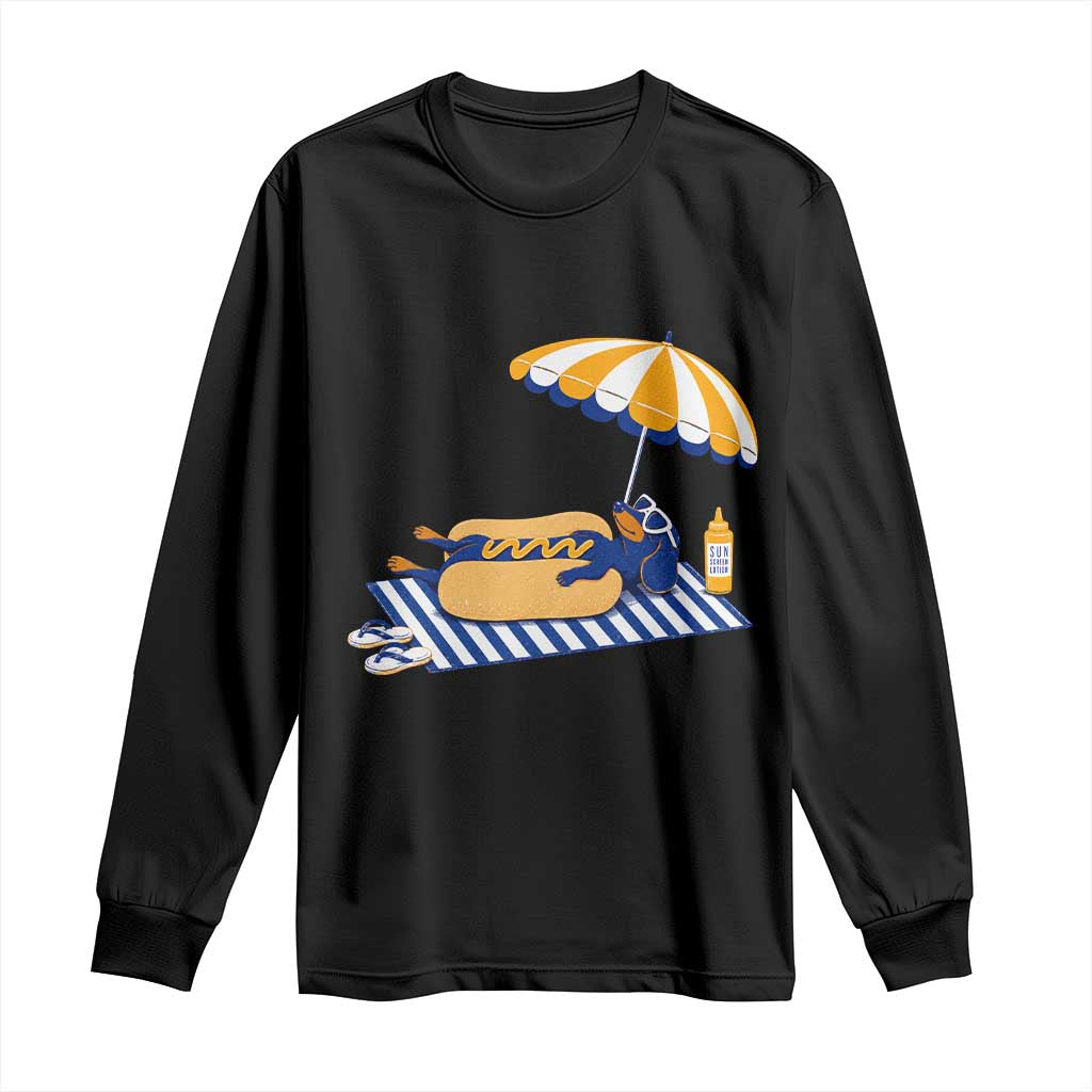 Funny Sausage Dog Long Sleeve Shirt Retro Summer Hot Dog Graphic Dachshund Dog Lover Gift