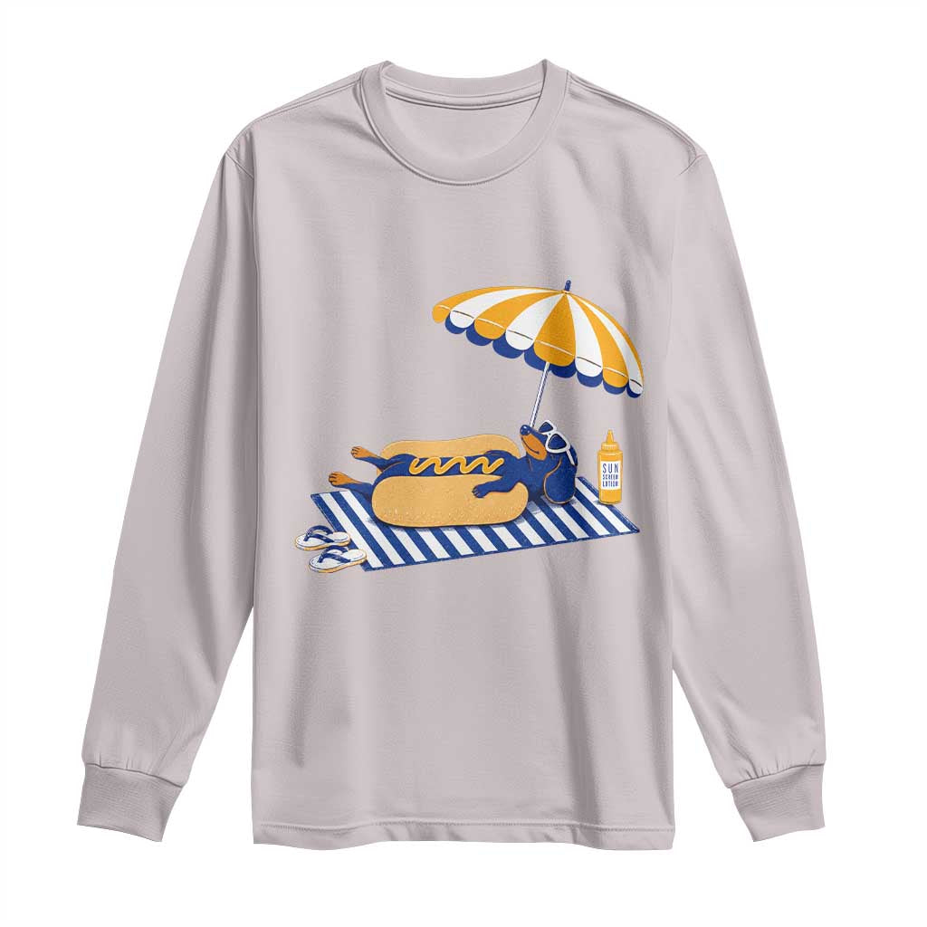 Funny Sausage Dog Long Sleeve Shirt Retro Summer Hot Dog Graphic Dachshund Dog Lover Gift