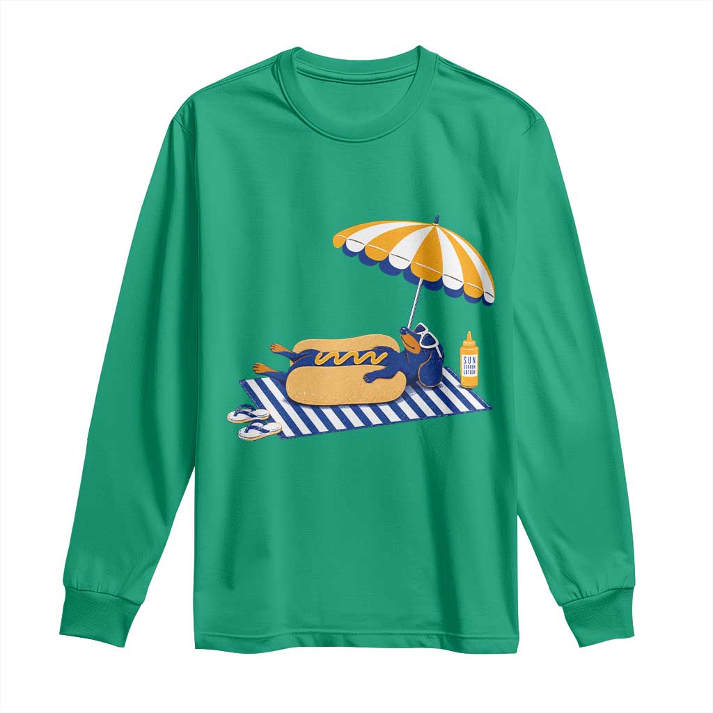 Funny Sausage Dog Long Sleeve Shirt Retro Summer Hot Dog Graphic Dachshund Dog Lover Gift