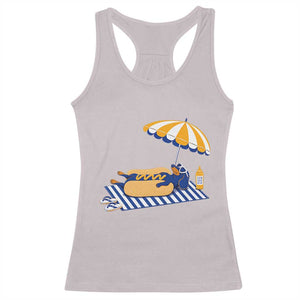 Funny Sausage Dog Racerback Tank Top Retro Summer Hot Dog Graphic Dachshund Dog Lover Gift
