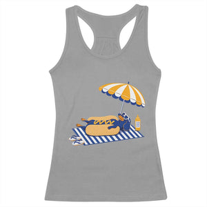 Funny Sausage Dog Racerback Tank Top Retro Summer Hot Dog Graphic Dachshund Dog Lover Gift
