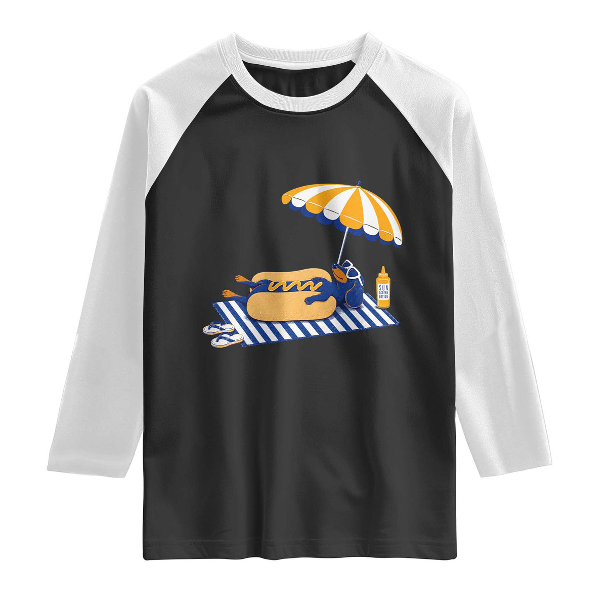 Funny Sausage Dog Raglan Shirt Retro Summer Hot Dog Graphic Dachshund Dog Lover Gift