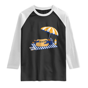 Funny Sausage Dog Raglan Shirt Retro Summer Hot Dog Graphic Dachshund Dog Lover Gift