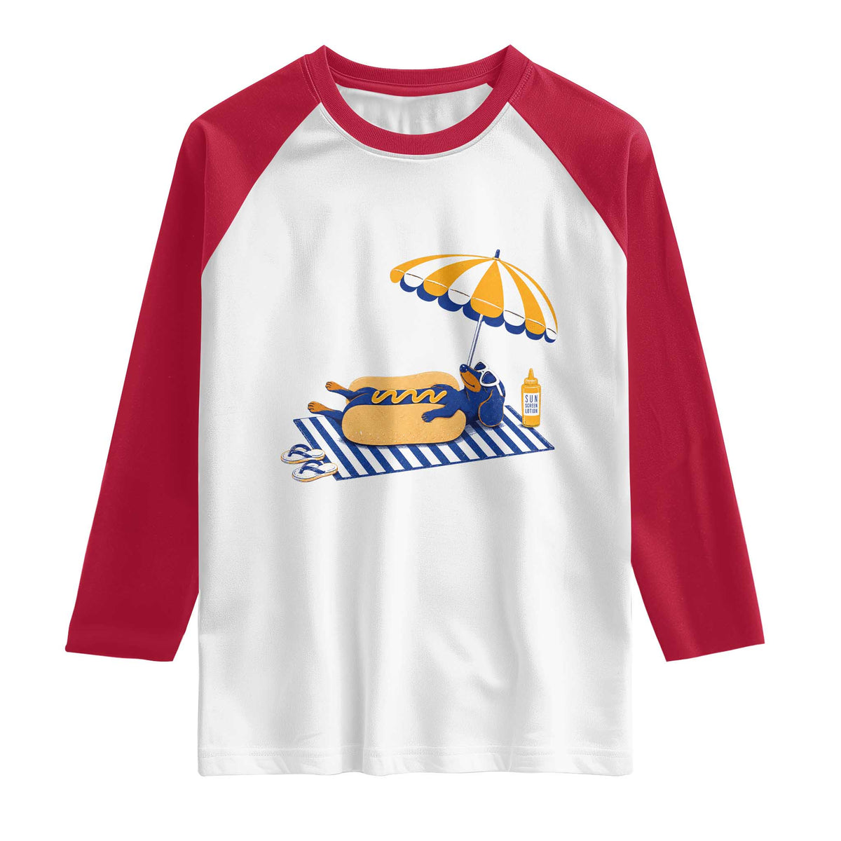 Funny Sausage Dog Raglan Shirt Retro Summer Hot Dog Graphic Dachshund Dog Lover Gift