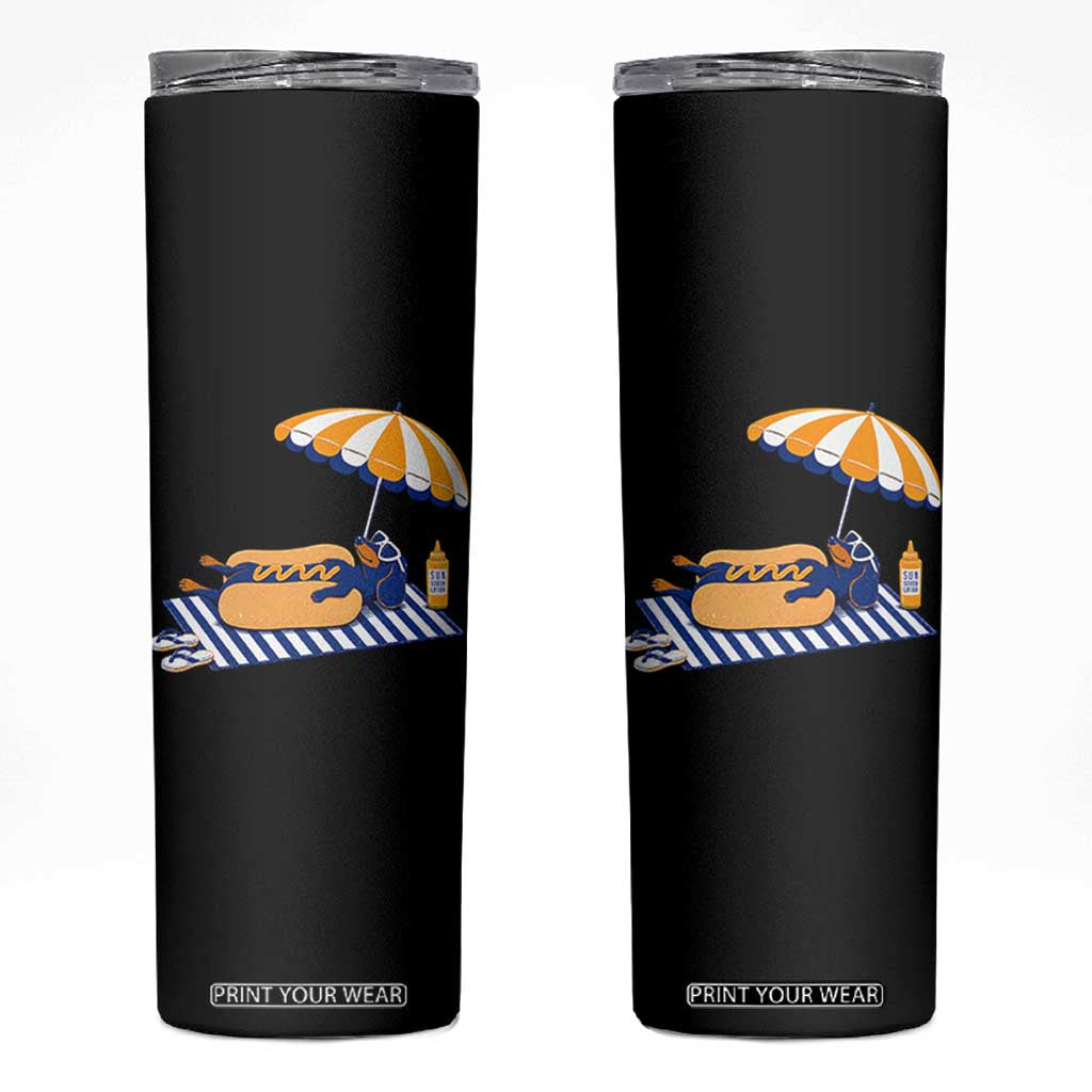 Funny Sausage Dog Skinny Tumbler Retro Summer Hot Dog Graphic Dachshund Dog Lover Gift