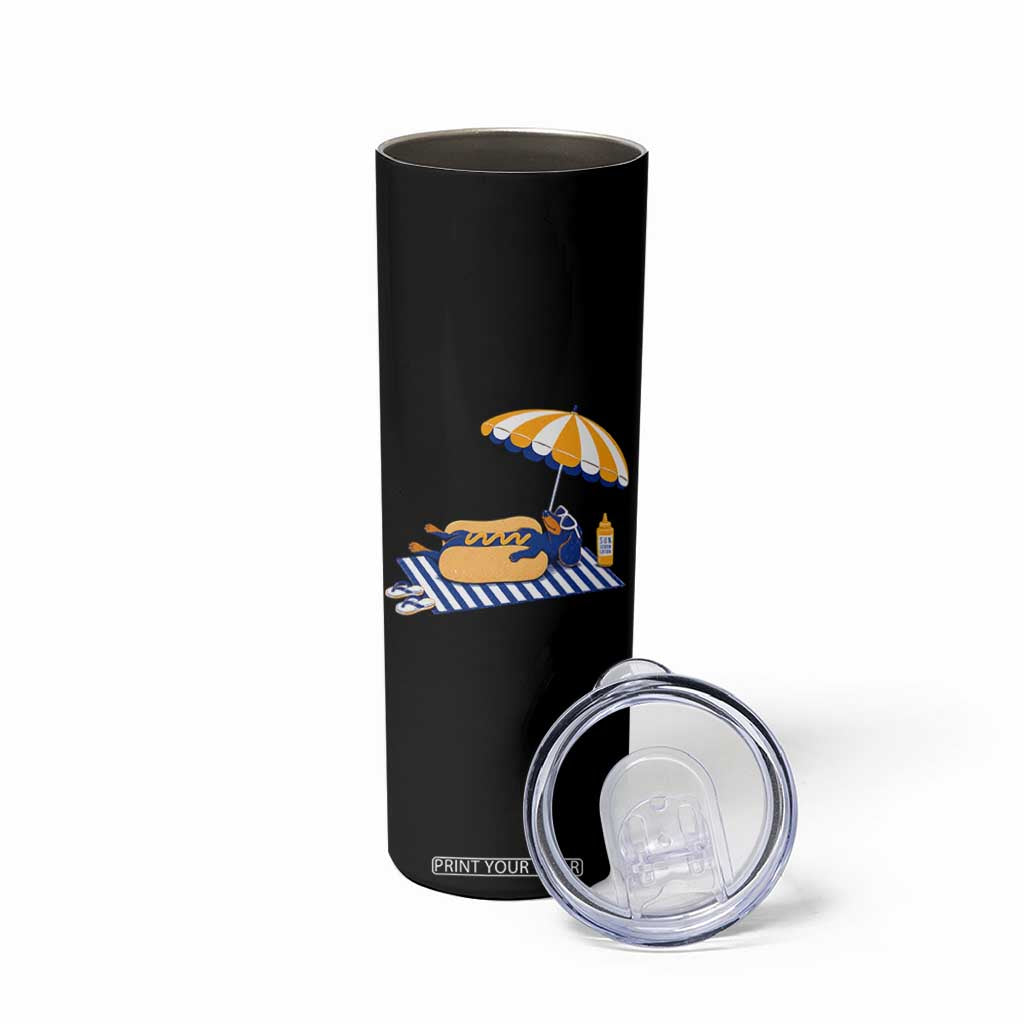 Funny Sausage Dog Skinny Tumbler Retro Summer Hot Dog Graphic Dachshund Dog Lover Gift