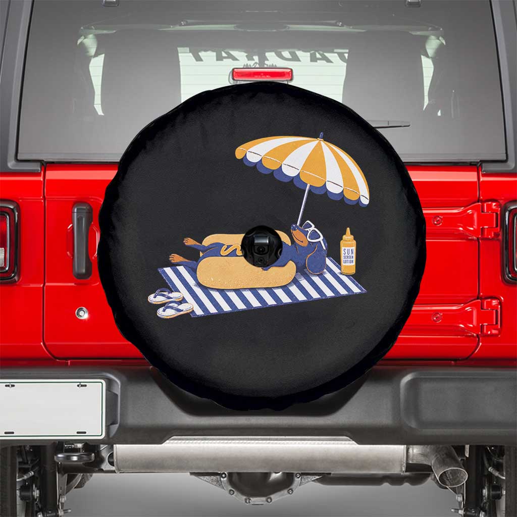 Funny Sausage Dog Spare Tire Cover Retro Summer Hot Dog Graphic Dachshund Dog Lover Gift