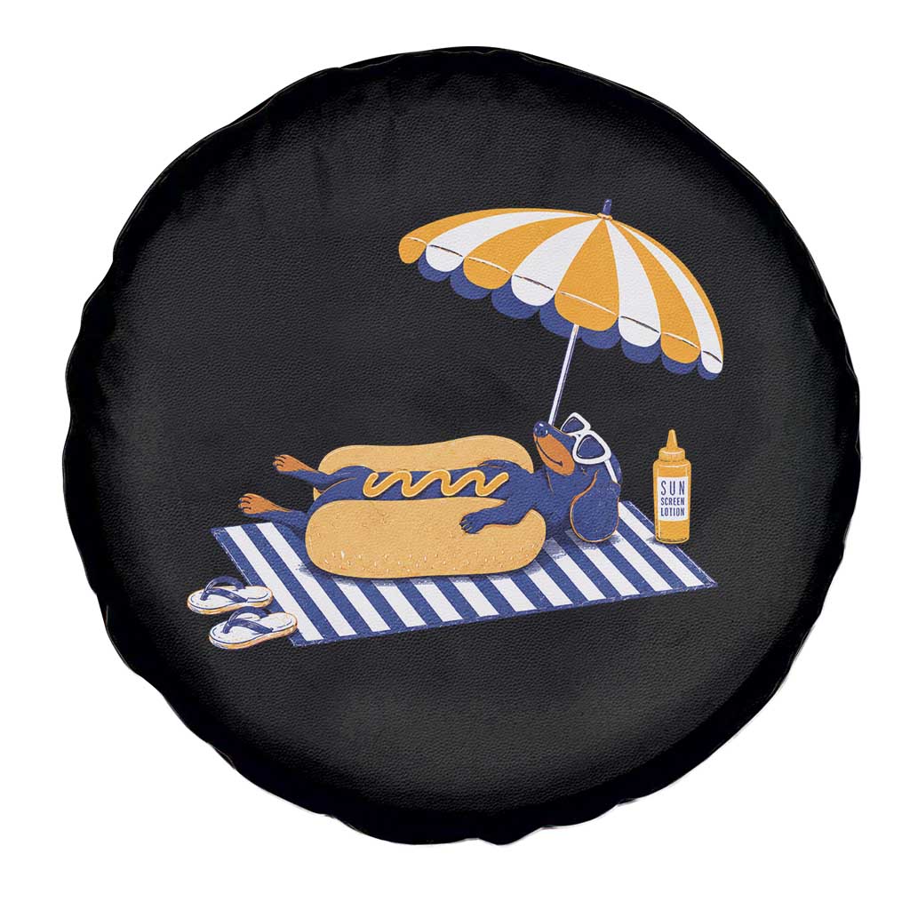 Funny Sausage Dog Spare Tire Cover Retro Summer Hot Dog Graphic Dachshund Dog Lover Gift