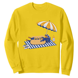 Funny Sausage Dog Sweatshirt Retro Summer Hot Dog Graphic Dachshund Dog Lover Gift