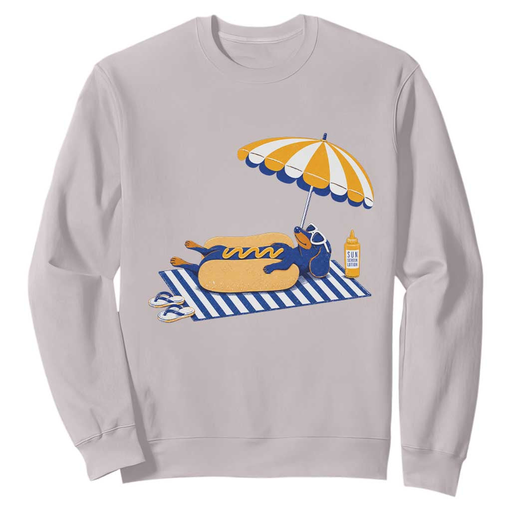 Funny Sausage Dog Sweatshirt Retro Summer Hot Dog Graphic Dachshund Dog Lover Gift