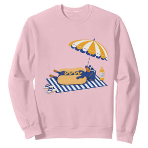 Funny Sausage Dog Sweatshirt Retro Summer Hot Dog Graphic Dachshund Dog Lover Gift