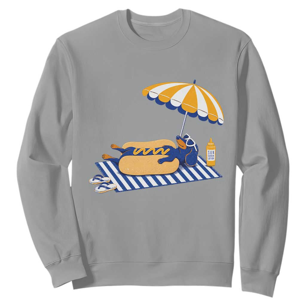 Funny Sausage Dog Sweatshirt Retro Summer Hot Dog Graphic Dachshund Dog Lover Gift