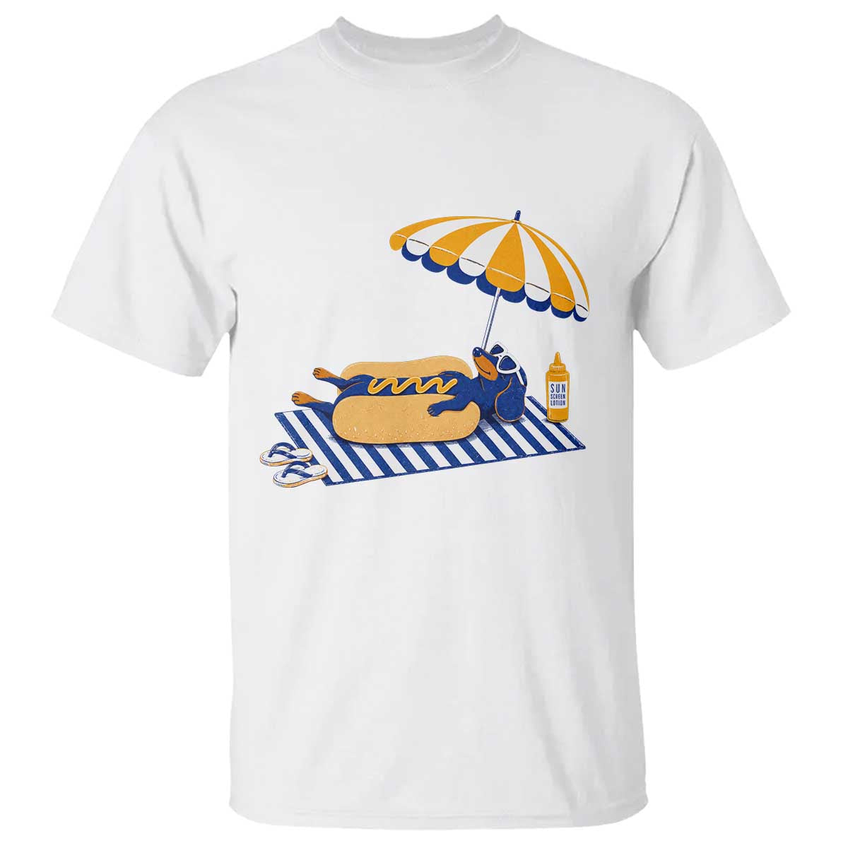 Funny Sausage Dog T Shirt Retro Summer Hot Dog Graphic Dachshund Dog Lover Gift TS10 White Print Your Wear