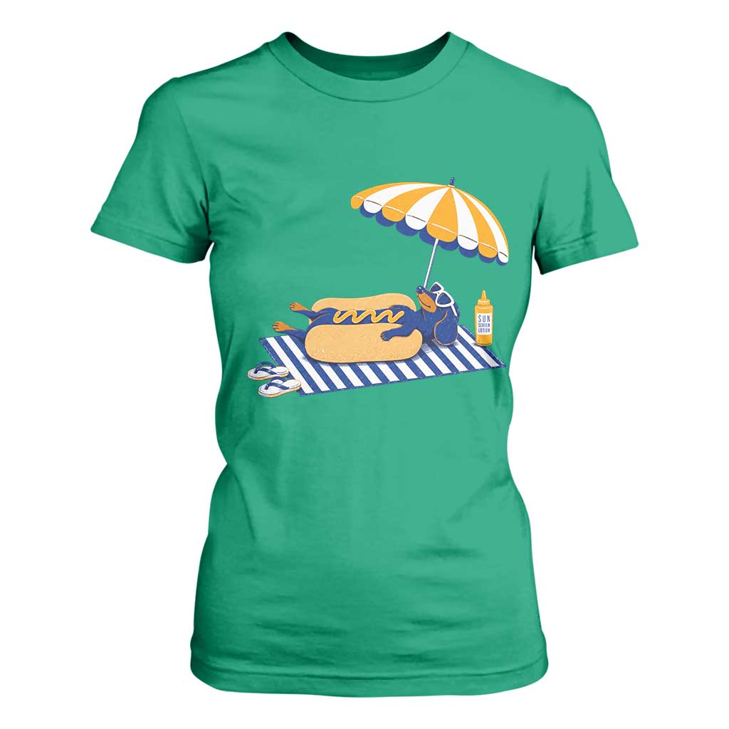 Funny Sausage Dog T Shirt For Women Retro Summer Hot Dog Graphic Dachshund Dog Lover Gift
