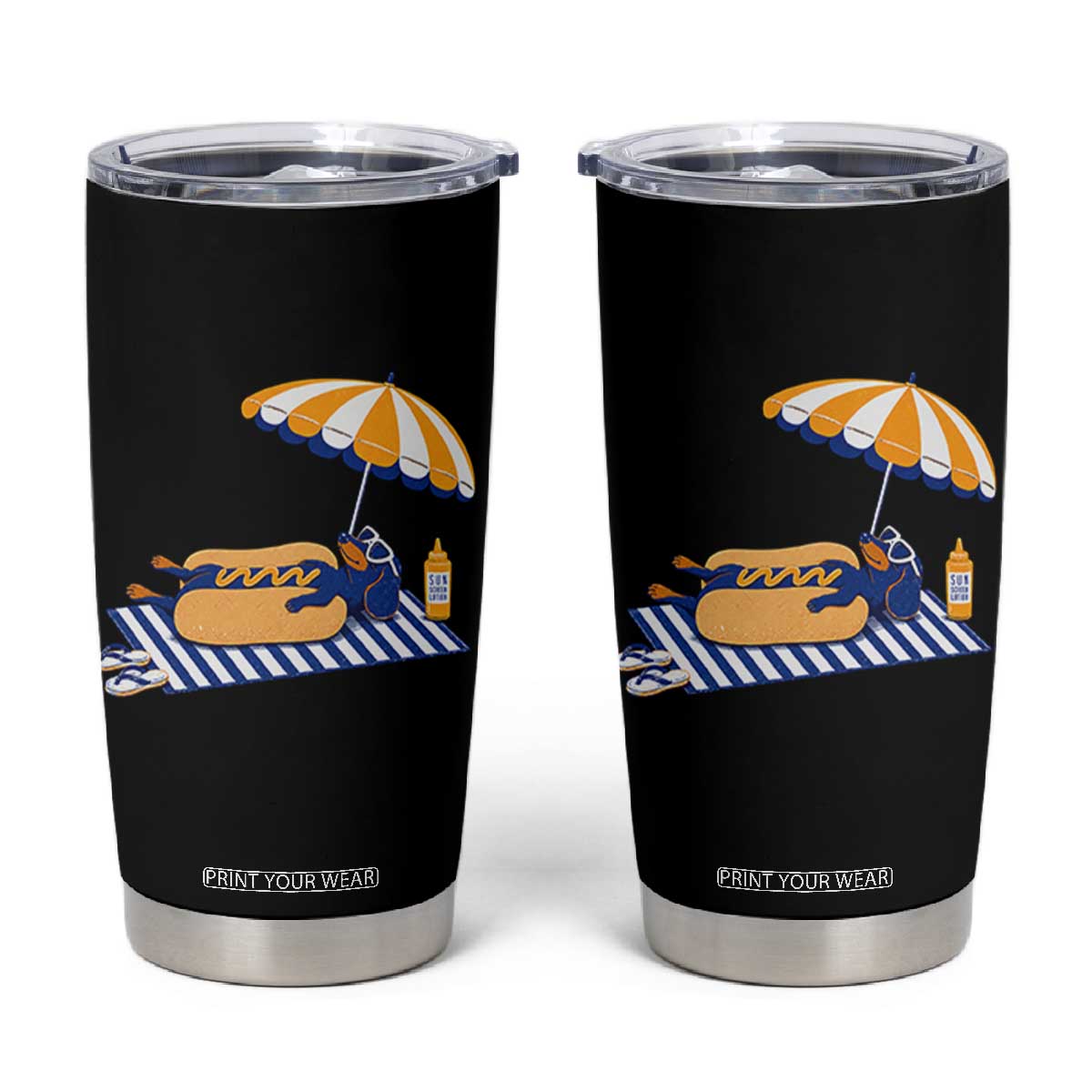 Funny Sausage Dog Tumbler Cup Retro Summer Hot Dog Graphic Dachshund Dog Lover Gift TS10 Black Print Your Wear